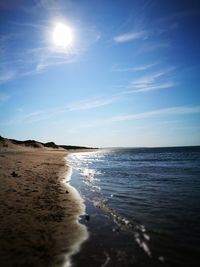 Scenic view of beach against sky during sunset