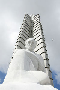 Low angle view of statue against sky