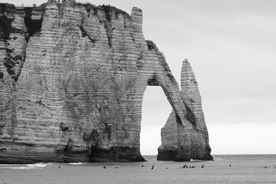 View of rock formations on beach