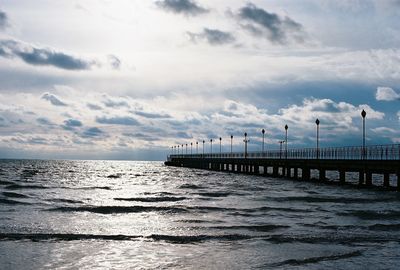 Scenic view of sea against cloudy sky