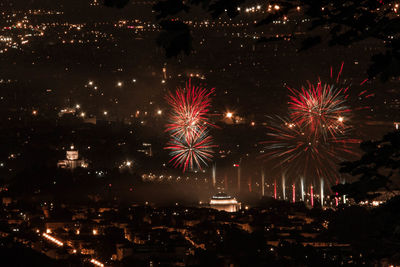 Firework display at night