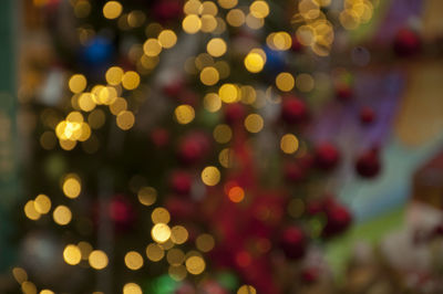 Defocused image of illuminated christmas lights