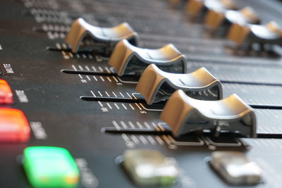 Close-up of sound mixer