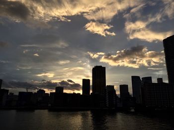 City skyline against sky during sunset