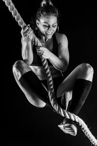 Cross training. rope climbing exercise