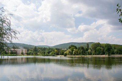 Scenic view of lake against sky