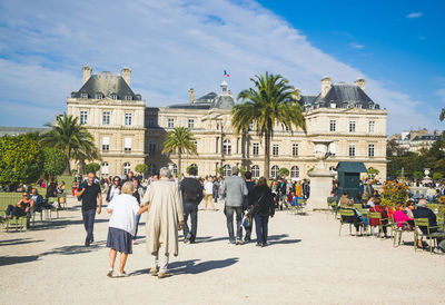 Group of people in front of building