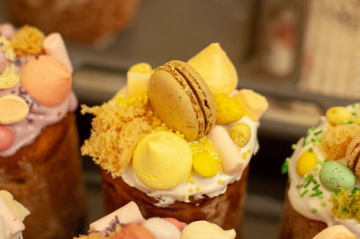 Close-up of cupcakes on table