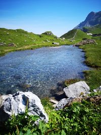 Scenic view of lake against sky