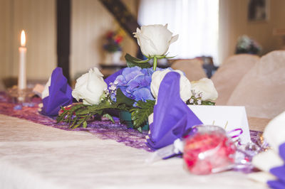 Close-up of flower bouquet on table