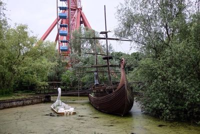 View of boats in river