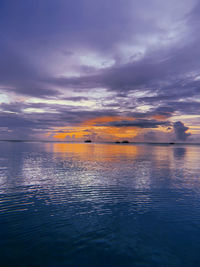 Scenic view of sea against sky at sunset