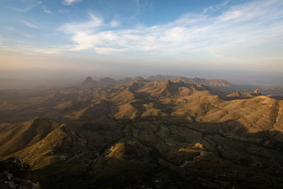 Scenic view of landscape against sky during sunset in big bend national park - texas