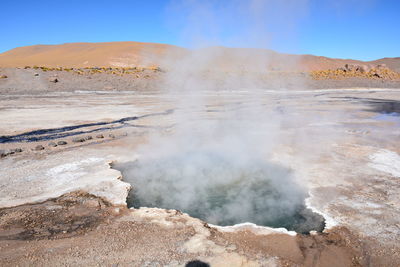 View of hot springs against sky