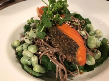 Close-up of fresh salad in plate