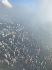 High angle view of townscape against sky
