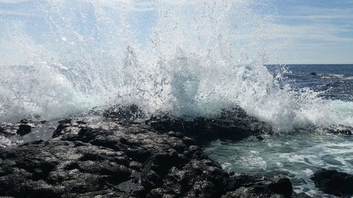 Water splashing on rocks