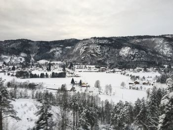 Scenic view of landscape against sky during winter