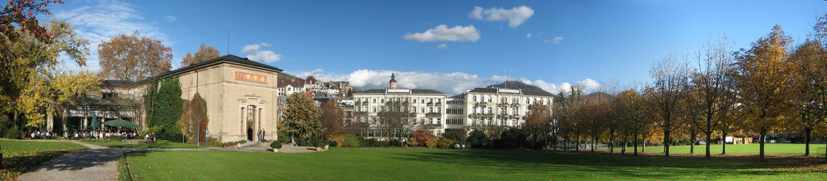 Panoramic view of buildings against sky