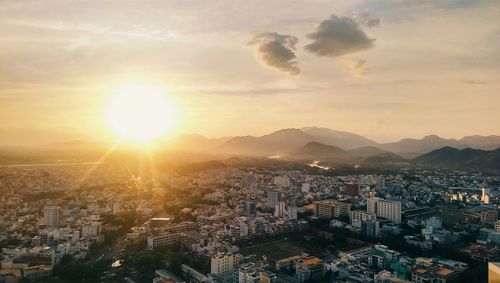 Sunset over city