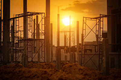 View of construction site during sunset