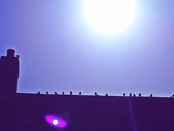 Low angle view of silhouette birds against clear sky