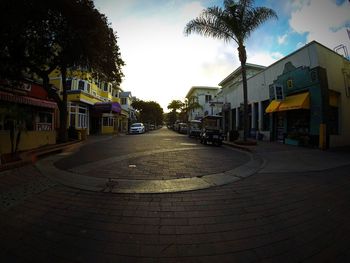 Empty road in city