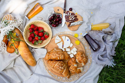 High angle view of food on table