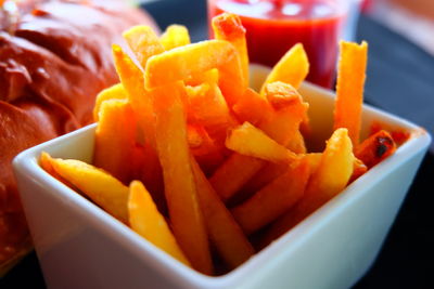 Close-up of orange slices in plate