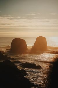 Scenic view of sea against sky during sunset