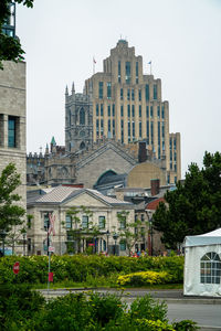 View of cityscape against clear sky