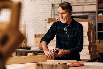 Man working on table