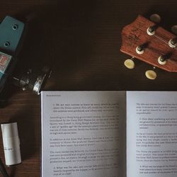 Close-up of book on book