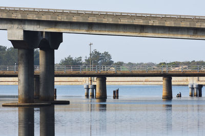 Bridge over river against clear sky