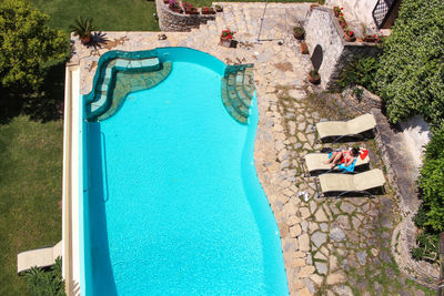 High angle view of swimming pool