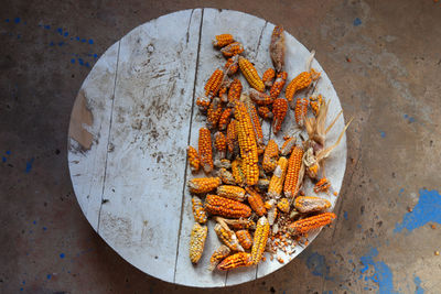 High angle view of fish on plate