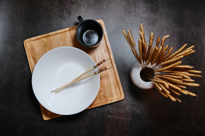 High angle view of food on table