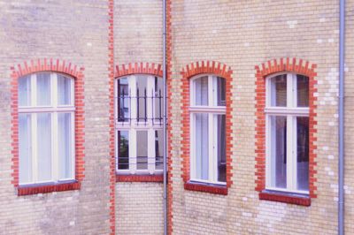 Red building with windows