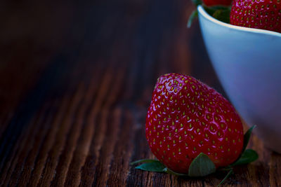 Close-up of strawberry on table