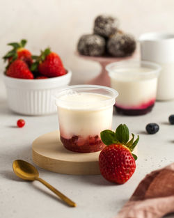 Close-up of dessert in plate on table