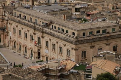 High angle view of buildings in city