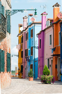 Multi colored buildings in city