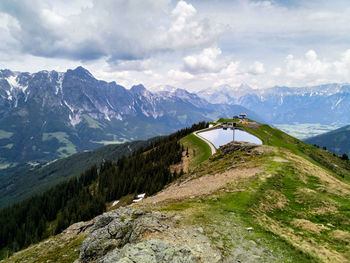 Scenic view of mountains against sky