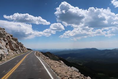 Landscape of road at 14,000 feet on the side of mount evans in colorado