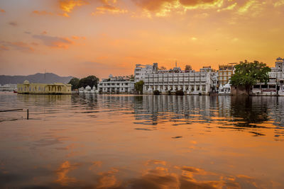 Reflection of buildings in water