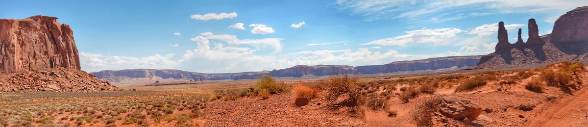 Panoramic shot monument valley against sky