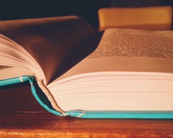 Close-up of book on table