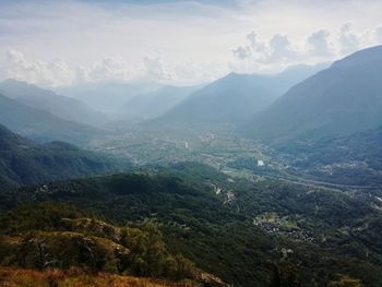 Scenic view of mountains against sky