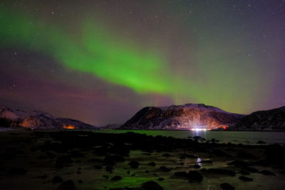 Scenic view of northern lights at night