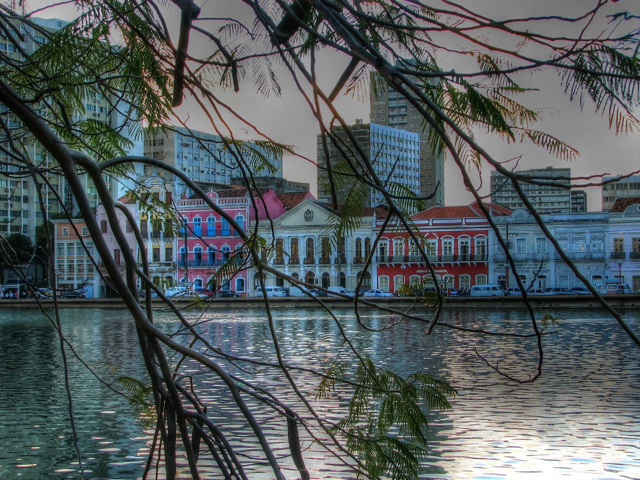 architecture, building exterior, built structure, water, city, residential building, tree, residential structure, building, house, sky, day, outdoors, palm tree, sunlight, railing, no people, incidental people, city life, sea